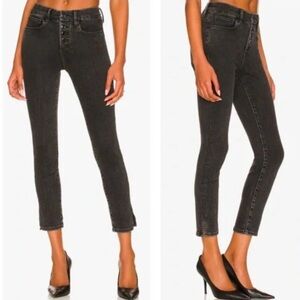 Good American Good Legs Crop Mini Slit Jeans Black Size 10/30 ✨ Like new ✨